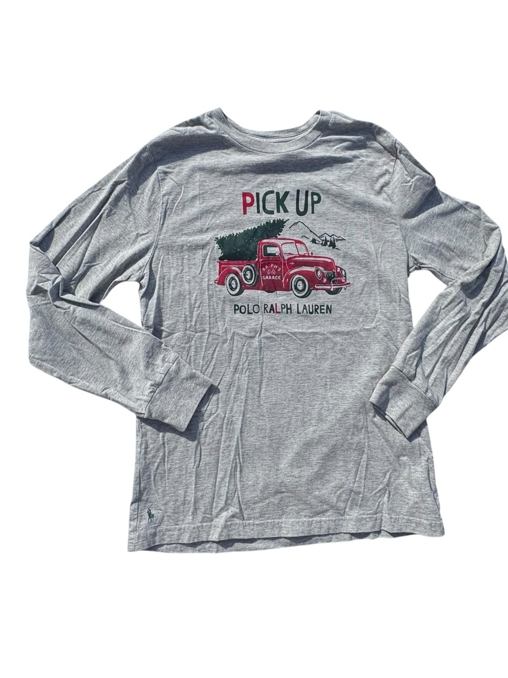 Polo by Ralph Lauren Kids Holiday Gray Long-Sleeve Tee with Red Truck Graphic